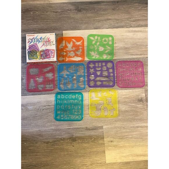 VINTAGE 1987 TUPPERWARE TUPPERTOYS STENCIL ART COMPLETE SET LETTERS NUMBERS - Picture 1 of 15
